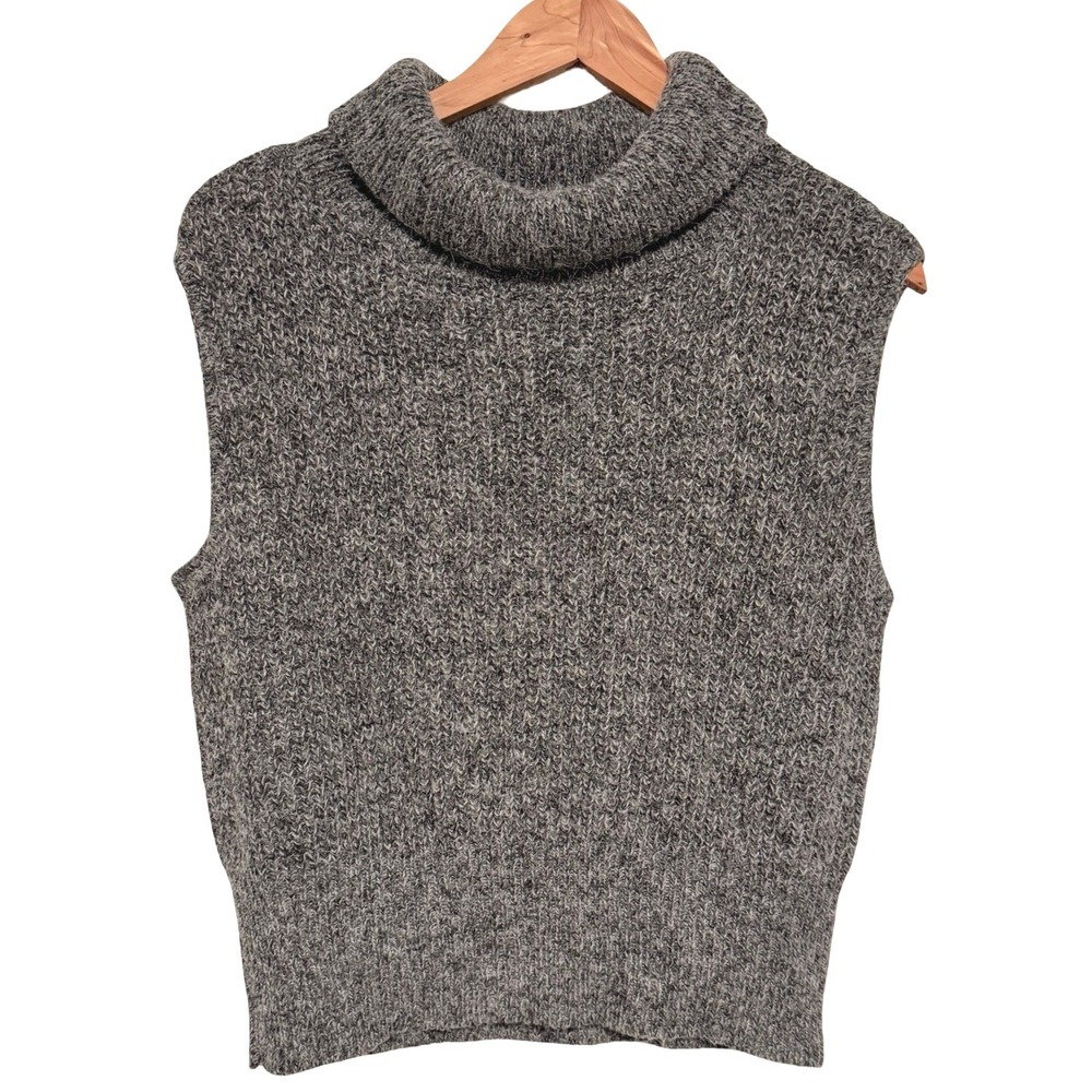 Vintage Avalin Sweater Vest Large Gray Wool Blend Knit Turtleneck Gorpcore Y2K